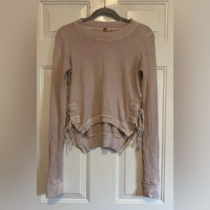 Free People FP One Collection Women’s Tie Side Waffle Knit Top Size XS Beige